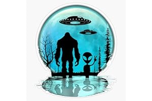 VISION GRAPHICS MAGNET Alien And Bigfoot Moon Magnetic Vinyl Sticker Decal Magnet 5"