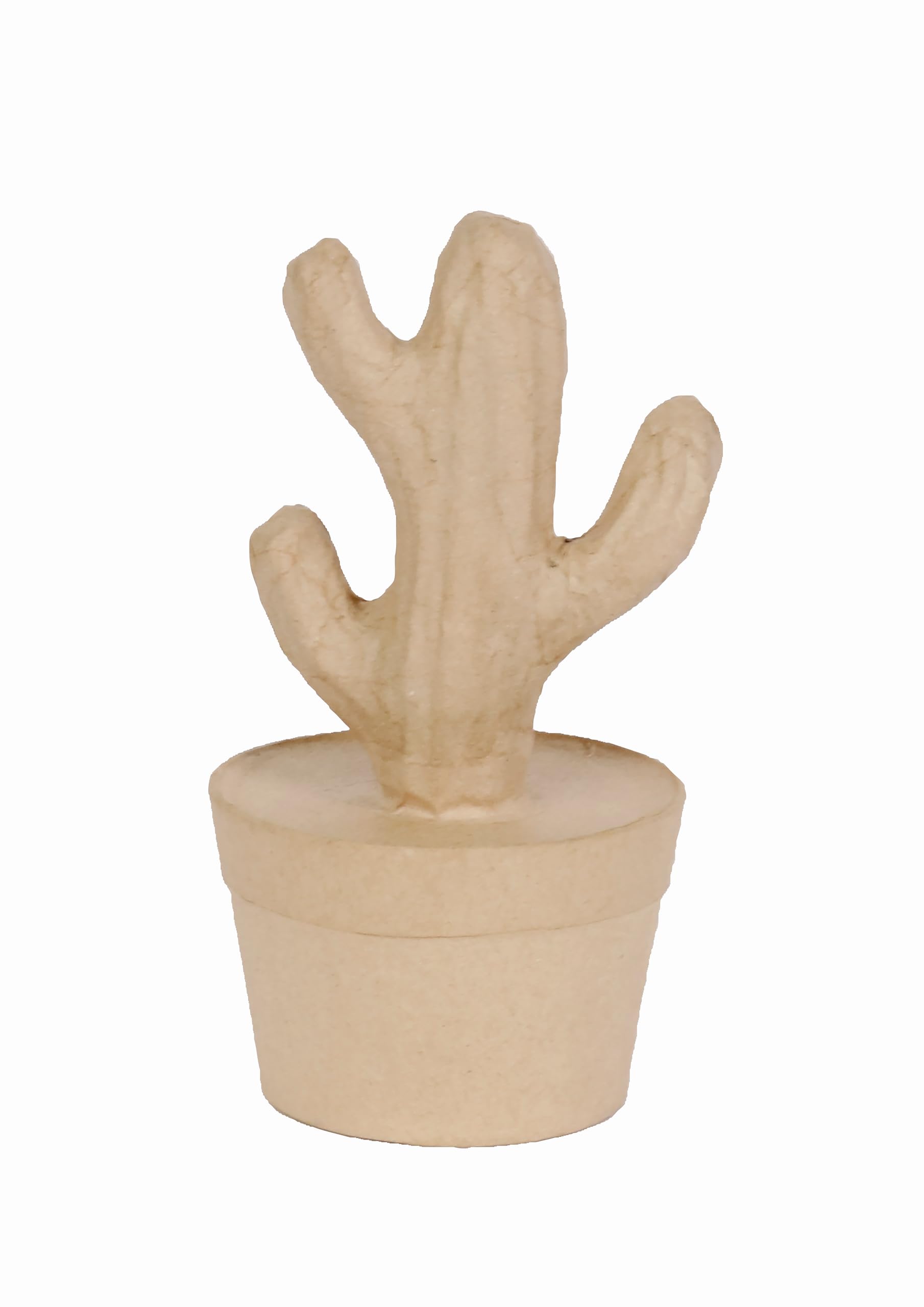 Décopatch HD045C - Brown papier-mâché stand 9.5x9.5x18.5 cm, Cactus column - DIY - Customisable Décor - Completely Personalise - Creative + Leisure Activity