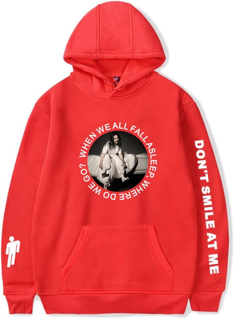 Siskey Billie Eilish Don't Smile at Me Hoodie Sweatshirt,Unisex Billie Eilish Girl Hoodie Bored Pullover Fashion Long Sleeve Sweatshirt