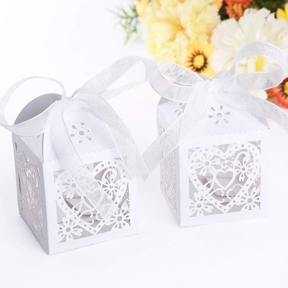 ele ELEOPTION Wedding Supplies Candy Box (100 Pcs, White Heart)