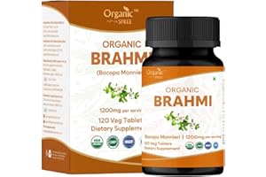 ORGANIC SPREE Brahmi 120 Tablets – USDA Organic Bacopa Monnieri Supplement – Supports Focus, Calm & Memory*, Herbal Nootropic*