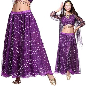 Amazon ベリーダンス 衣装 スカート 紫 パープル 豪華ステージ衣装 コスチューム ダンス衣装 オリエンタル エジプシャン ターキッシュ トライバル 民族衣装 Belly C2 Mika Dress ミカドレス ダンス用品