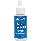Grahams Natural Face & Eyelid Oil - For Very Dry Skin Around Eye & Face, Eczema & Perioral Dermatitis - Steroid-Free, Hypoallergenic, Non-Comedogenic - 100% Pure - with Argan & Jojoba Oil (1.69 Fl Oz)