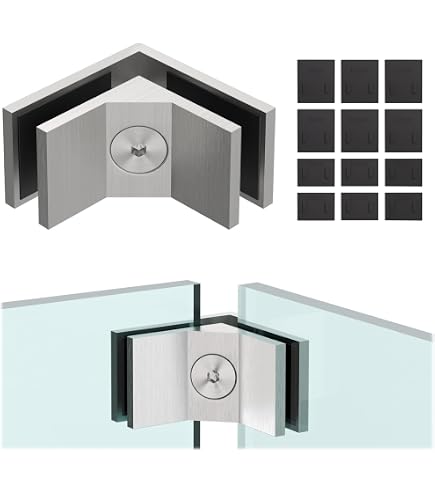 Top Hardware 90 Degree Square Glass Clamp | Stainless Steel L-Shape Sleeve For Shower Door | Single Pack