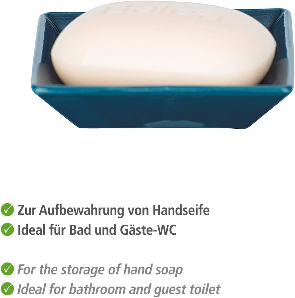 WENKO Cordoba Soap Dish Ceramic Soap Dish with Spanish-Moorish Ornaments, Suitable for Bathroom and Kitchen 2.5 x 10.5 x 10.5 cm, Blue - Image 4