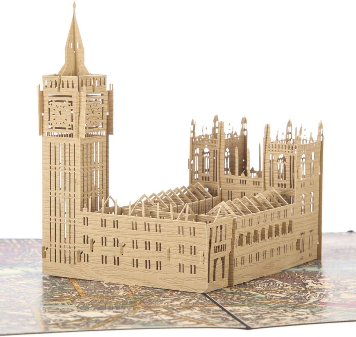 Cardology - Palace of Westminster Pop-Up Card, green|beige|yellow|brown, 15cm x 20cm