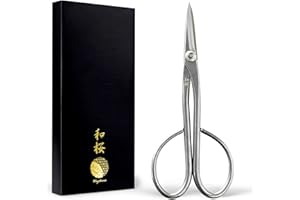 Wazakura Yasugi Stainless Steel Made in Japan Satsuki Bonsai Scissors 7" (180 mm), Hasami Pruning and Trimming Shears, Japane