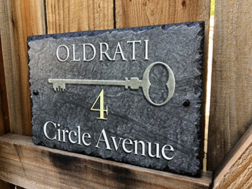 Sassy Squirrel Beautifully Handcrafted and Customizable Slate Home Address Plaque (12"x8" or 16"x10") Personalized House Sign with and mounting Hardware. Improve The Curb Appeal of Your Property