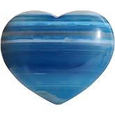 SMQ Blue Agate Heart Crystal Worry Stone Natural Pocket Gemstone Healing and Crystals Chakra Palm Love Rock Stones for Balancing,Meditation Massage Gift