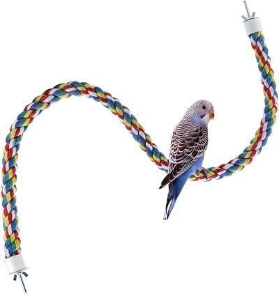 Mygeromon Bird Perch Cage Rope 31.5 Inch Parrot Parakeet Cockatiel Bungee Toy