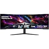 SAMSUNG 57" Odyssey Neo G9 Series Dual 4K UHD 1000R Curved Gaming Monitor, 240Hz, 1ms with DisplayPort 2.1, Quantum Mini-LED,