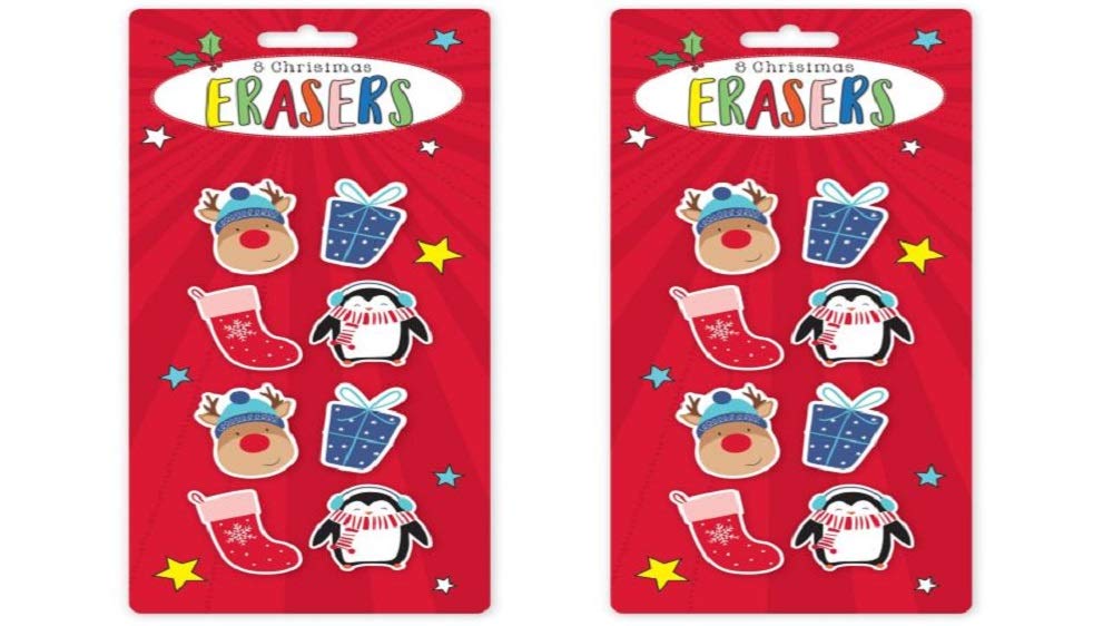 Tallon International 8 Assorted Christmas Erasers - 2 Packs of 8 Erasers Supplied