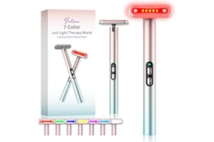 FXTIAA Led-Face-Wand，7 in 1 LED Light Therapy Facial Red & Blue Rejuvenation Tool