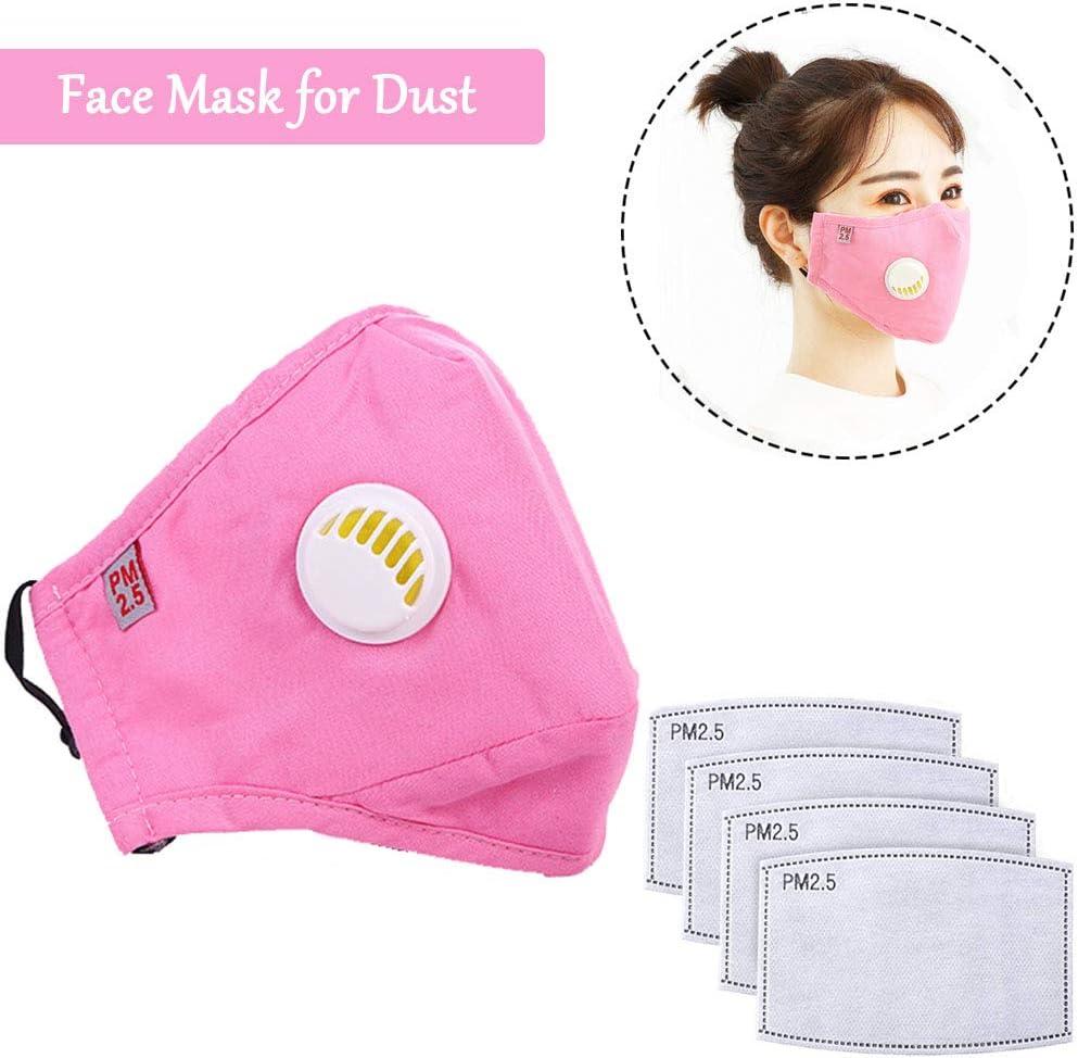 Silence Shopping DustProof Safety N99 Cotton Breathing Dust Respirator Mouth Mask with Valve for Women Men Kids (Pink)