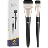 KINGMAS 2Pcs Flat Foundation Brush, Korean Spatula Facial Makeup Brush, Ultra Thin Concealer Contour Brush for Liquid Cream Blending