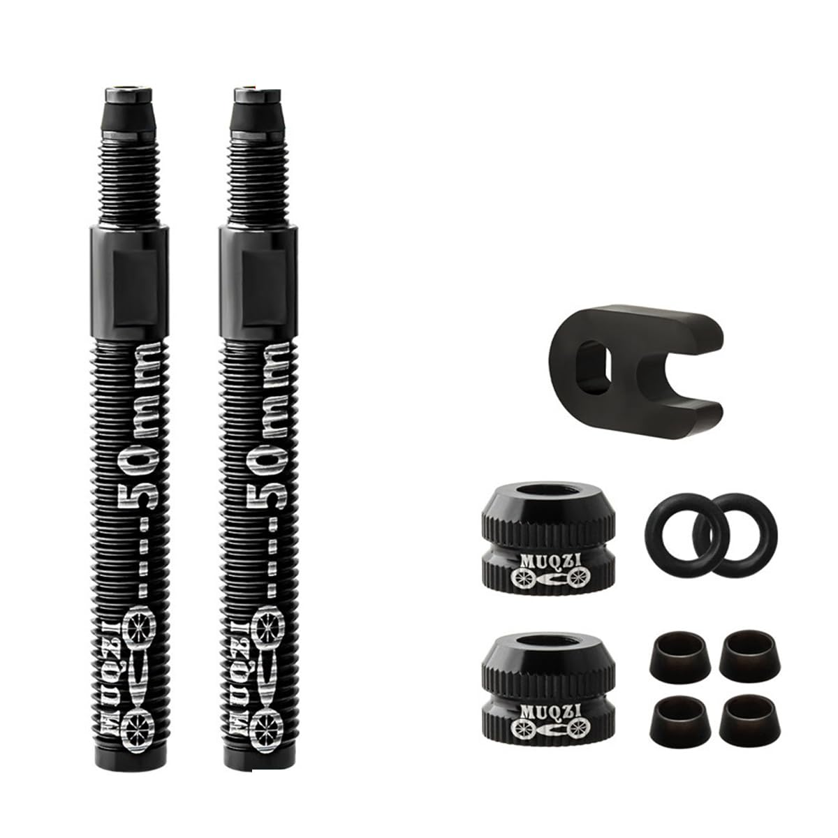 HOUSON 2PCS Bicycle Tubeless Valves, Bicycle Valve Adapter Bicycle Valve Extension French Tubeless Presta Valve Stem 50mm