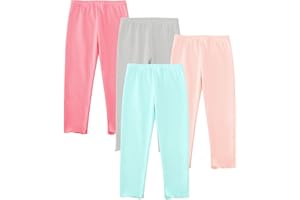JARMAKO Toddler Girls' Soft Cotton Pants, 4-Pack Leggings, 2-6 Years