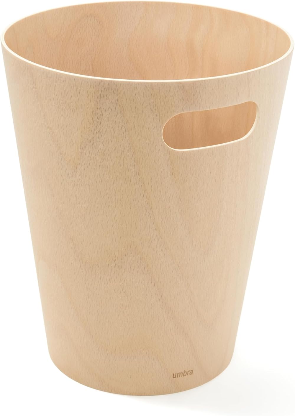 Umbra Woodrow 2 Gallon Wooden Trash Can Modern Wastebasket Natural Finish