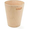 Umbra Woodrow, 2 Gallon Modern Wooden Trash Can Wastebasket or Recycling Bin for Home or Office, Natural