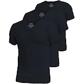 Comfneat Men's 3-Pack Undershirts Stretchy Cotton Spandex T-Shirts V-Neck Shirts for Men