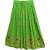 Radhykrishnafashions Women's Tie Dye Yoga Trend Sequined Crinkle Broomstick Gypsy Long Skirt