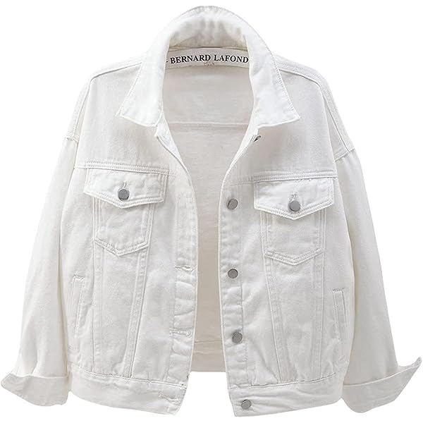 Women Big Pocket White Denim Jacket Women Bat Sleeve Short Jackets