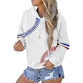 TSMNZMU Womens Baseball Hoodie Softball Sweatshirts Drawstring Long Sleeve Hoodies Oversized Pullover Shirts with Pockets
