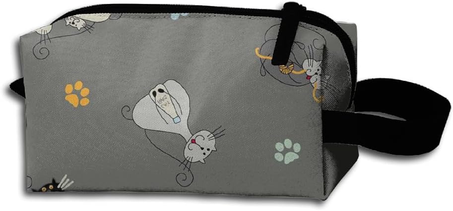HYHYFGSSD KNIT STOF Cats On Gray Cotton Lycra Knit. Sold By The 1 2(6199) Makeup Bag Zipper Pouch Purse Portable Storage Pouch Bag Handbag
