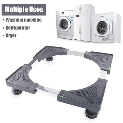 Plus Size Adjustable Washing Machine Stand for Washer Dryer Stand Dolly Refrigerators Pedestal Base Roller Mobile Heavy BaseBlack