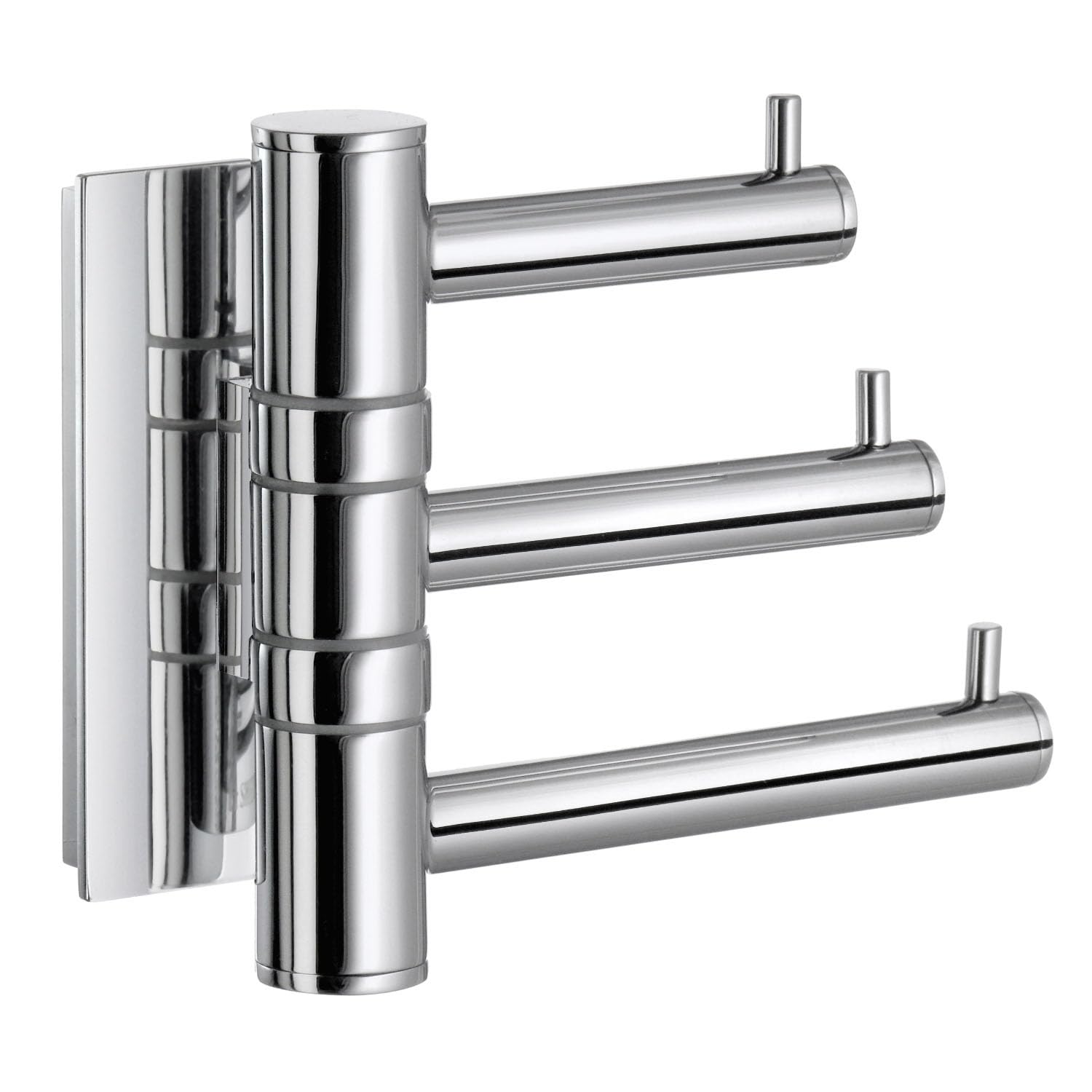 Smedbo "Pool" Swing Arm Triple Hook, Polished Chrome,12.5 x 6.8 x 8 cm, Silver