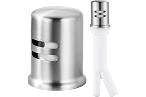 ALEASHA Dishwasher Air Gap Cover, Dishwasher Air Gap Cap for Kitchen Sink, Solid Brass Dishwasher Overflow Vent Cap Replacement Kit, Brushed Nickel