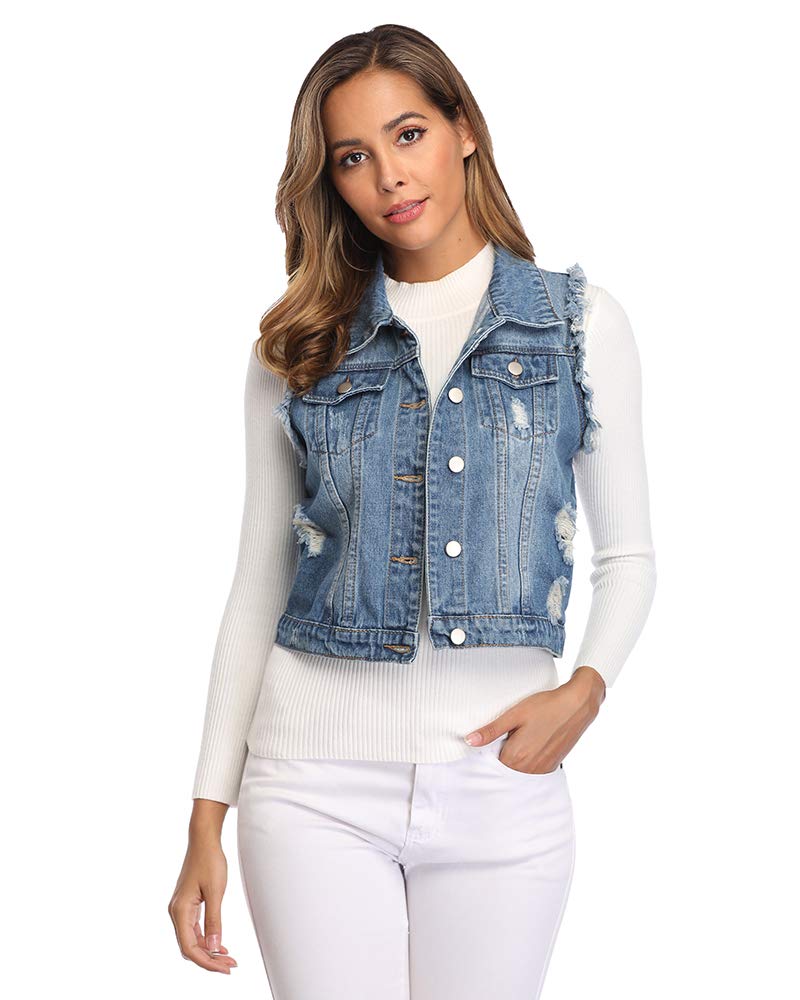womens cropped denim vest