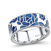 Santuzza 925 Sterling Silver Enamel Flower Pattern Ring for Women