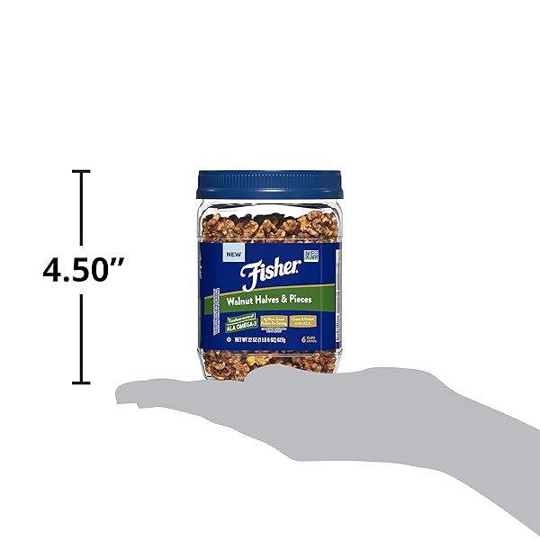 FISHER CHEF’S NATURALS WALNUT HALVES & PIECES PANTRY PACK PET 22 OZ, 100% CALIFORNIA UNSALTED WALNUTS FOR BAKING & COOKING, HEALTHY SNACKS FOR ADULTS, VEGAN PROTEIN, KETO WALNUT SNACK GLUTEN FREE