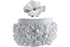 Wennikids Baby Girls' Cotton Ruffle Diaper Covers Headband Set - Multicolor