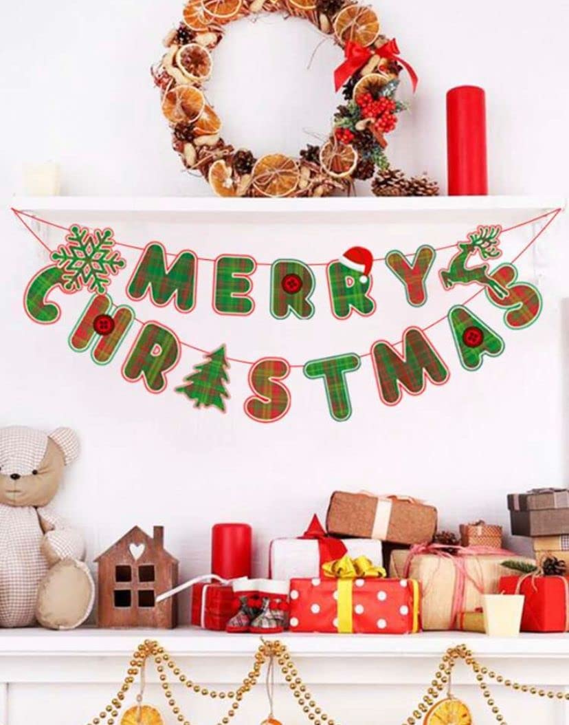 eBoutik - Festive Christmas Garland - Xmas Party Bunting for Indoors & Outdoors - Great for School, Home and Office Parties (Tartan)