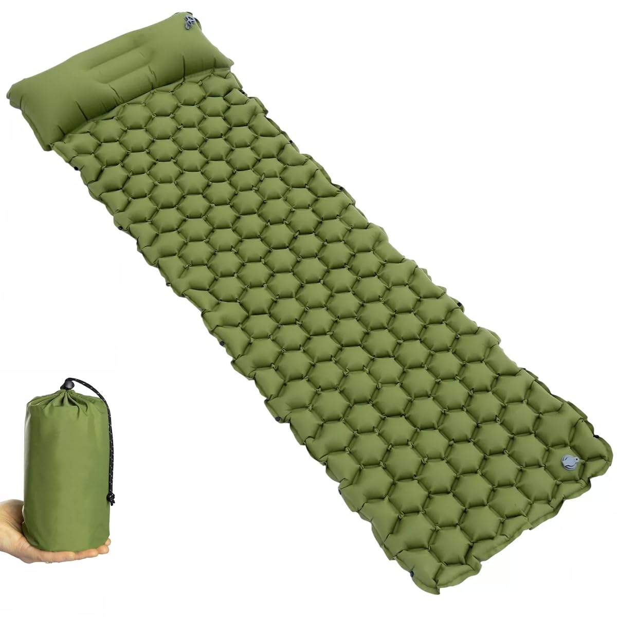 OSIAS Self Inflating Sleeping Mattress Air Bed Camping Hiking Mat with Pillows，Ultralight Outdoor Sleeping Mat