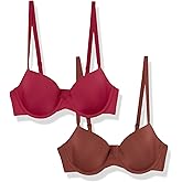 Amazon Essentials Women's Demi Cup Microfibre Bra with Adjustable Straps, Pack of 2