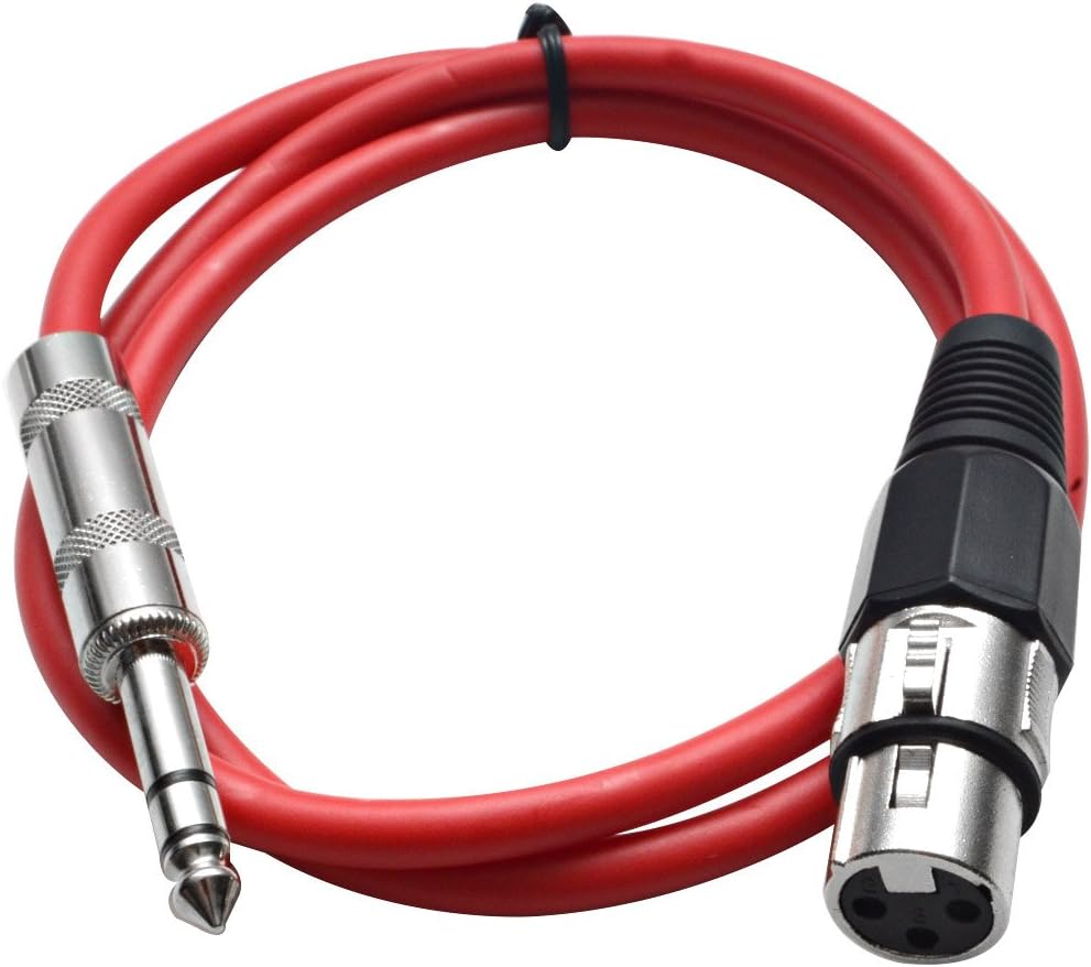 Seismic Audio - SATRXL-F2 - Red 2' XLR Female to 1/4