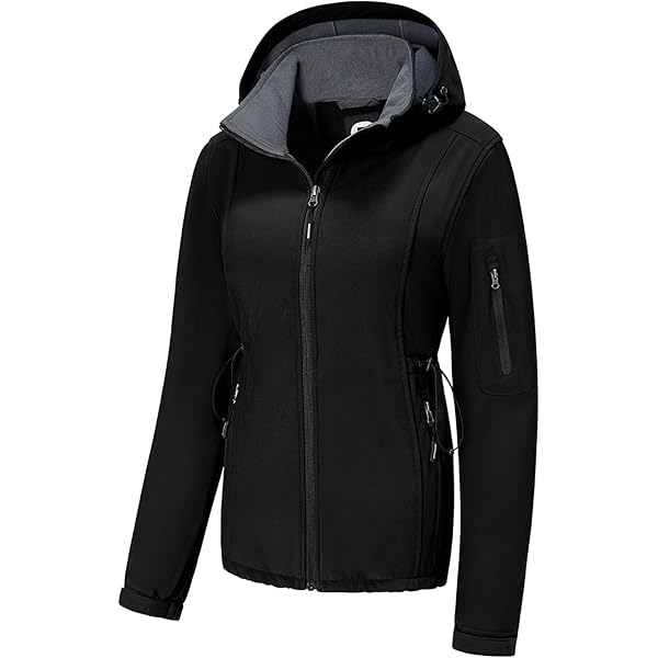 CREATMO US Women's Core Soft Shell Jacket Lightweight Hooded