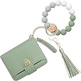 SNUG STAR Multi-Purpose Wallet High Capacity Card Holder Zipper Coin Purse with Wristlet Bracelet Keychain Silicone Beaded Bangle Key Ring