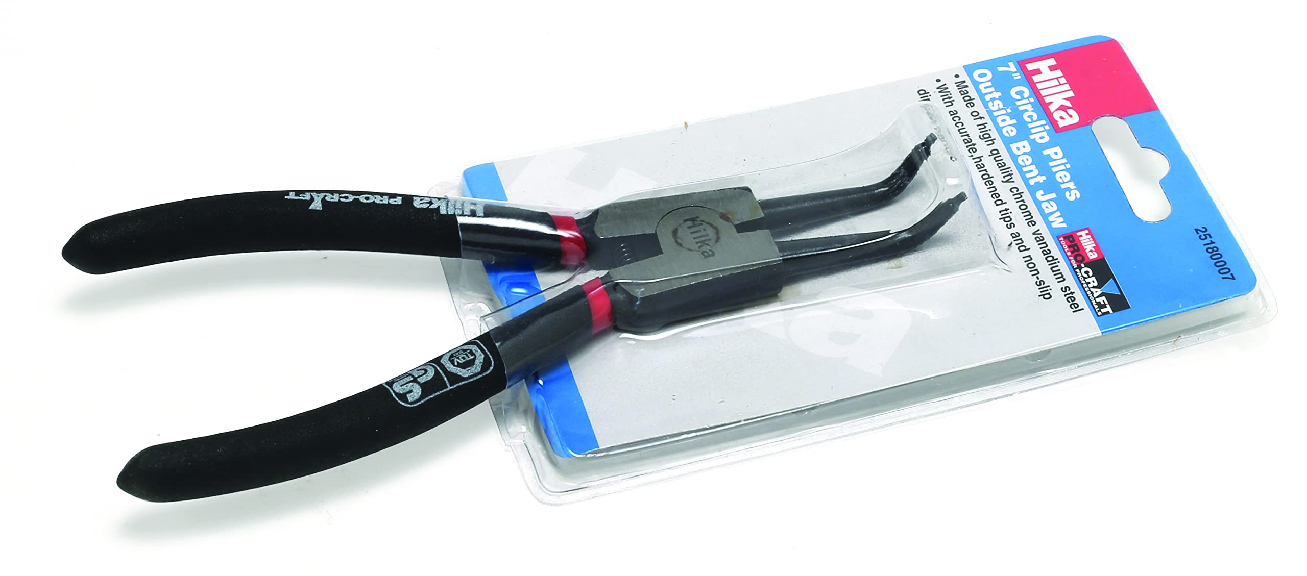 Hilka 25180007 Pro Craft 7" Outside Bent Jaw Circlip Pliers