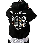 GORGLITTER Men's Oversized Graphic Hoodies Cool Designer Thermal Sweatshirt Anime Trendy Hoodies 2025
