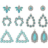Pandahall 12Pcs Turquoise Stone Charms Tibetan Turquoise Pendants Triangle Teardrop Leaf 6 Styles Western Charms for Jewelry Making Bracelets Necklaces Supplies
