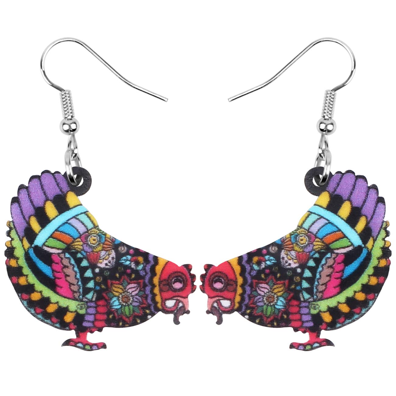 Acrylic Drop Hen Chicken Earrings Funny Farm Design Lovely Gift For Girl Women By The Bonsny (Navy)