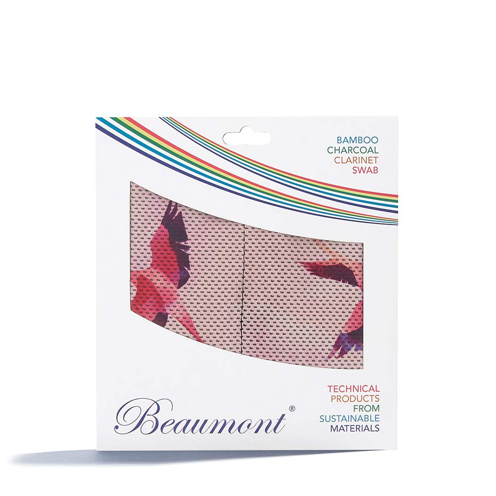 Beaumont "Flamingo Hustle" Bamboo Charcoal Clarinet Cloth with String Cleaning Swab for b Flat Internal Cleaner for Buffet, Yamaha, Selmer, Leblanc (BCPT-FH)