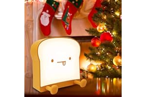 ipalmay Toast Night Lights, Dimmable Bread Night Lamp USB Rechargeable, Auto-Off Bedside Sleep Lamp with Phone Holder, Cute B