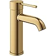 GROHE 23592GNA Essence, Single Hole Single-Handle S-Size Bathroom Faucet 1.2 GPM, Brushed Cool Sunrise (Brushed Gold), Small