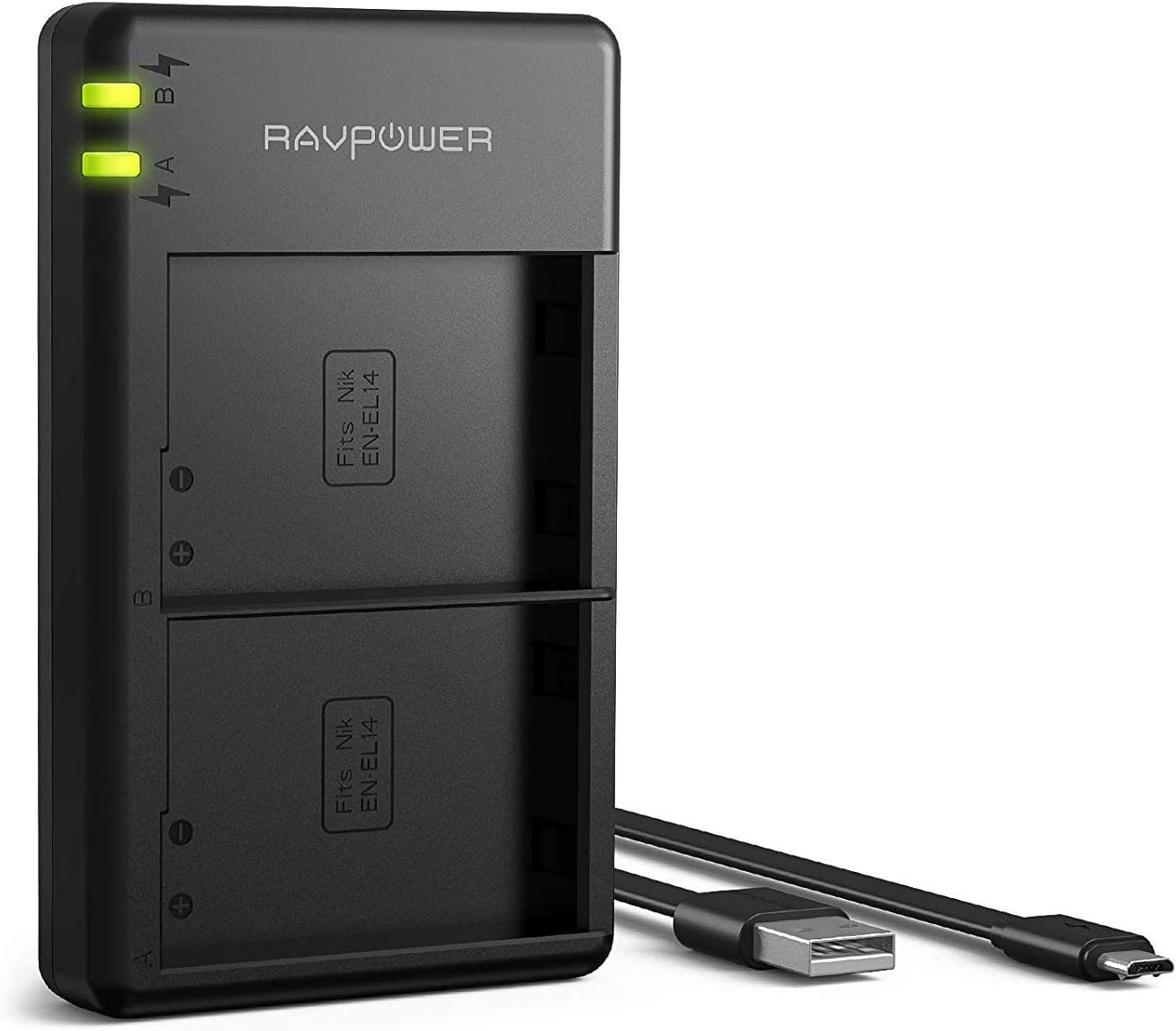EN-EL14 Battery Charger RAVPower Dual USB Charger Compatible with Nikon D5600, D5500, D5100, D3400, D3300, Coolpix, P7000, P7100, Cameras