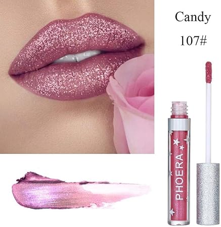 Alian Maquillage Shiny Glitter Gloss Liquide Ultra Brillant Rouge A Levre Longue Tenue Pas Cher Pour Halloweentoussaint Cosplay Sorcière Ange